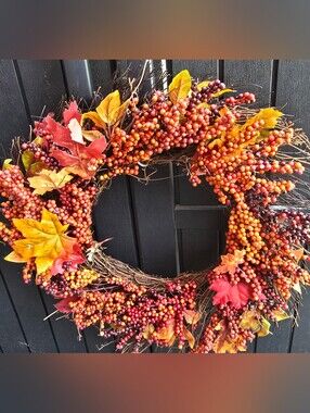 Thanksgiving Wreath Orange Berries